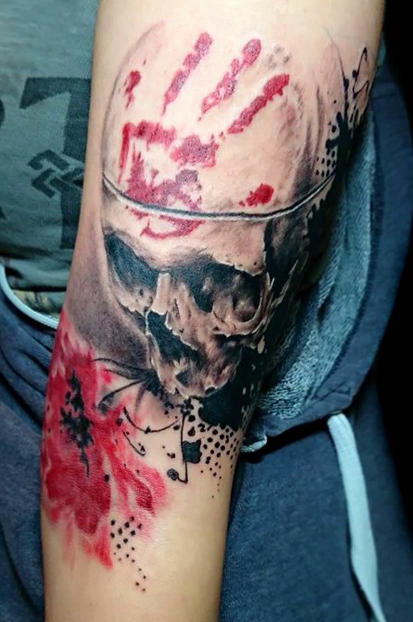 skull-forearm-sleeve-tattoo-with-colours