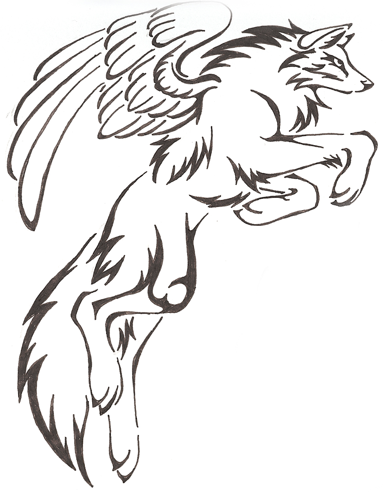 steps-how-to-draw-a-winged-wolf-tattoo