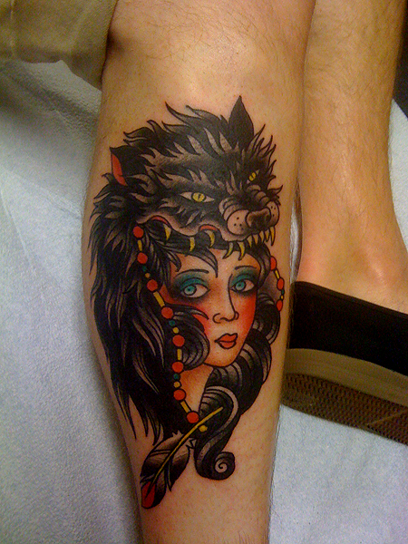 traditional-tattoo-wolf-girl