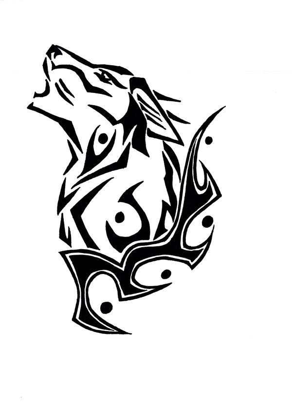 tribal-howling-wolf-tattoo-design