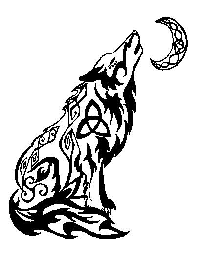 tribal-howling-wolf-tattoo-design