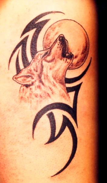 tribal-wolf-and-moon-tattoos