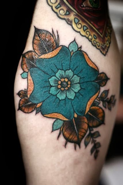 turquoise-flower-tattoo