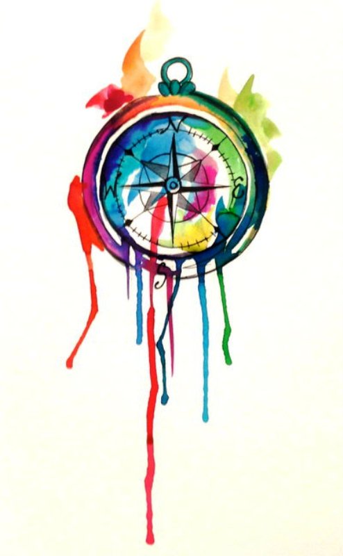 watercolor-compass-tattoo