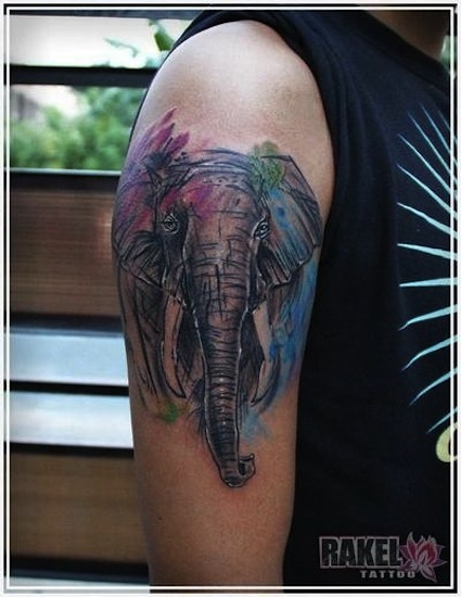 watercolor-elephant-tattoo