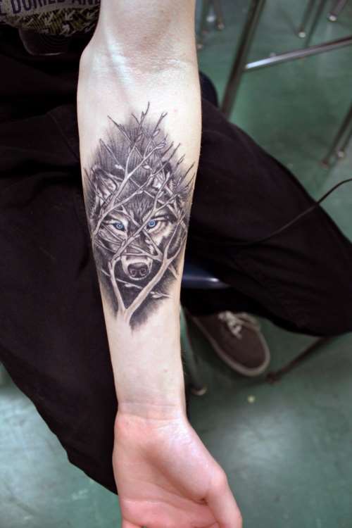 watercolor-fox-tattoo-geometrics