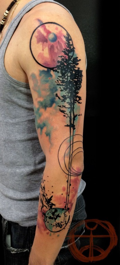 watercolor-tree-tattoo-sleeve