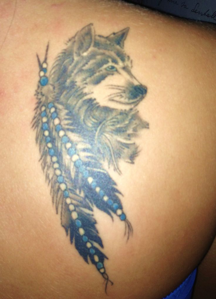 wolf-native-american-feather-tattoos
