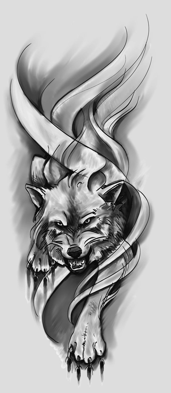 wolf-sleeve-tattoo-sketches