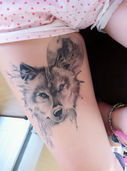 wolf-thigh-tattoos