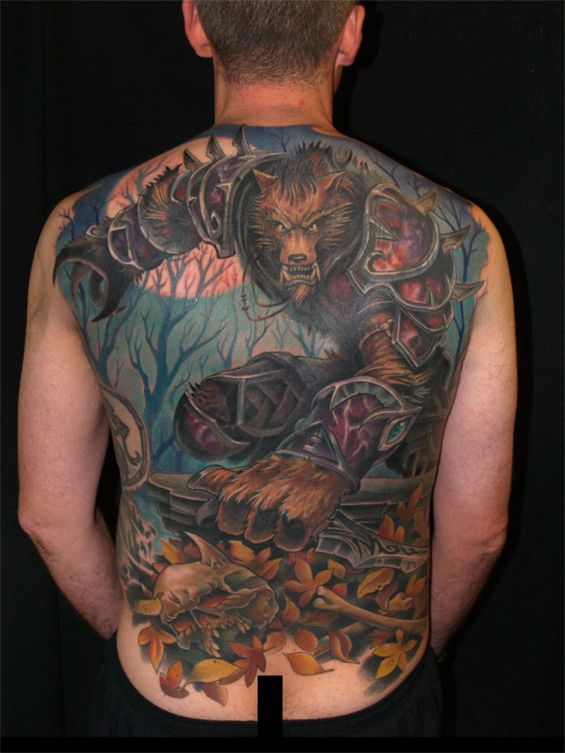 wolf-and-evil-skull-tattoo-design