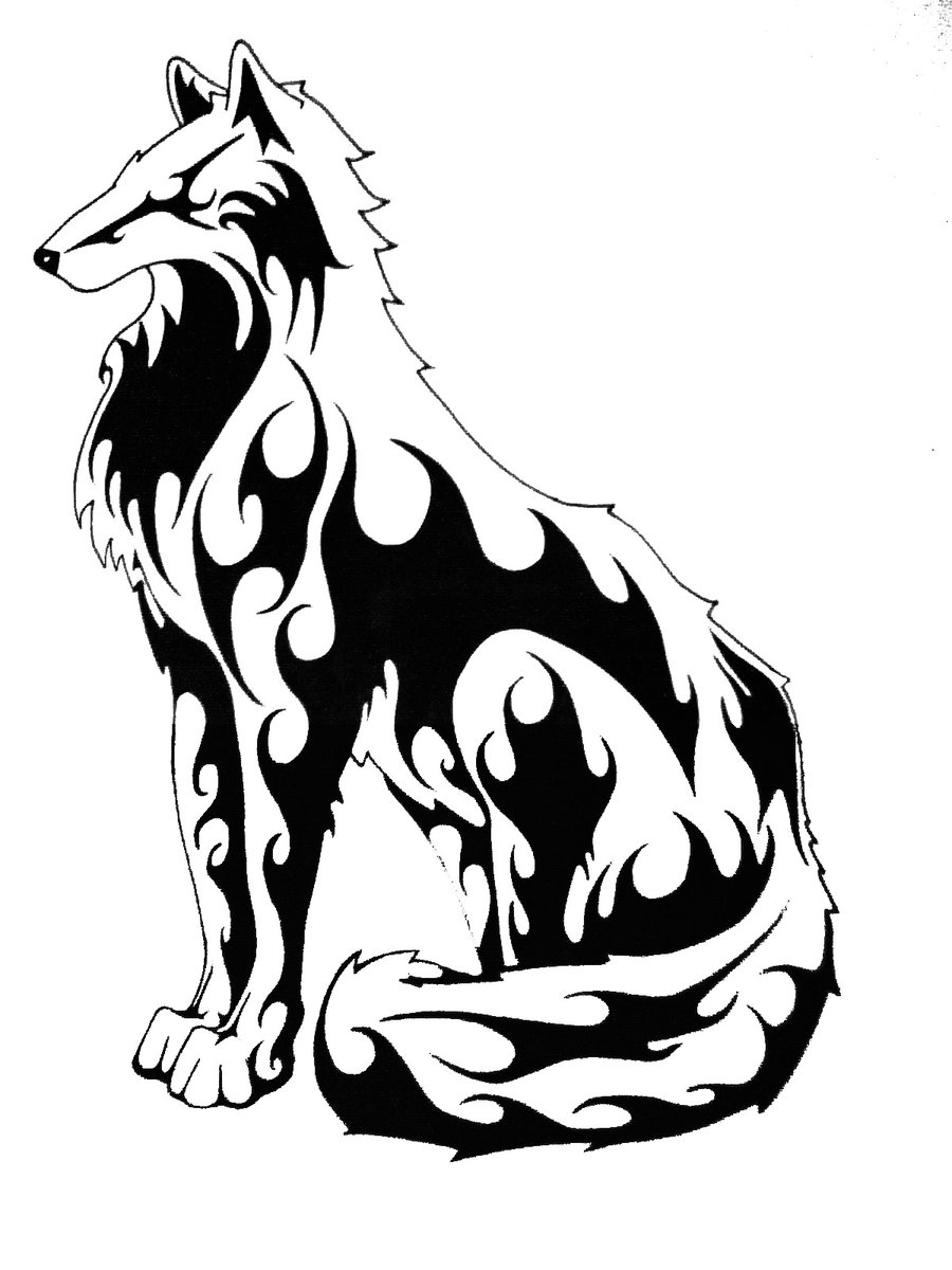 wolves-tribal-tattoo-design-fine