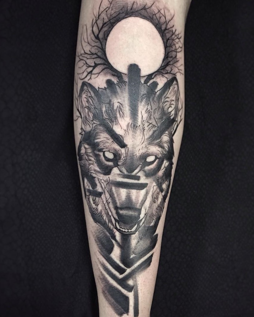 wolves-and-moon-tattoo