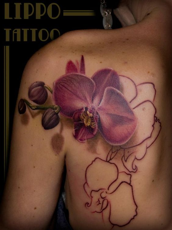 3D Orchid Flower Tattoo