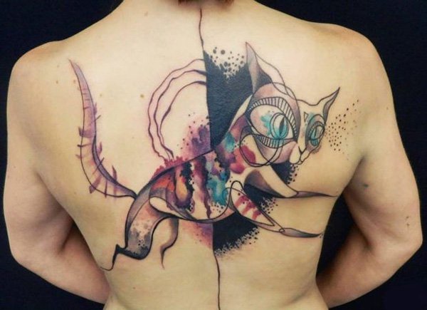 Abstract Cat Watercolor Tattoo