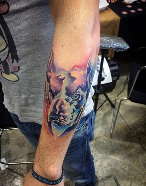 Abstract Watercolor Dog Tattoo