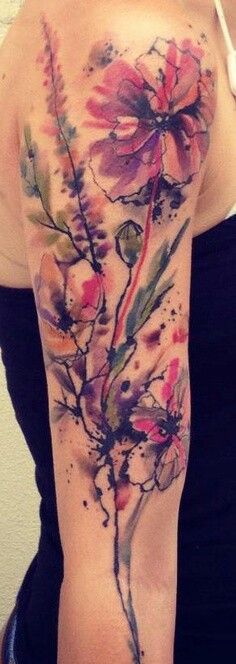 Abstract Watercolor Flower Tattoo New