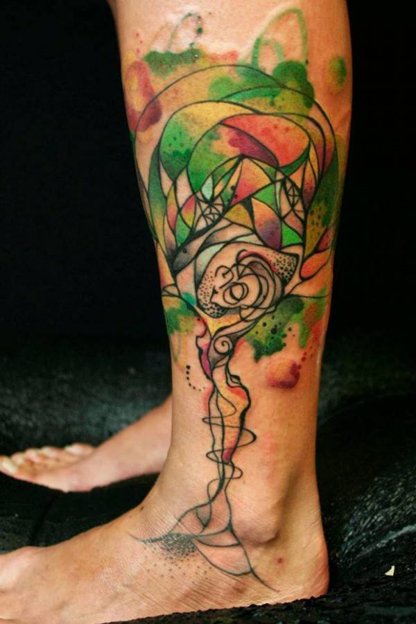 Abstract Watercolor Tattoo Tree of Life