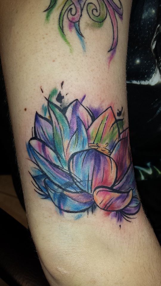 Abstract Watercolor Tattoos Lotus Flower