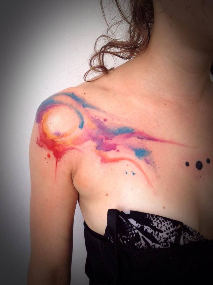 Abstract Watercolor Tattoos Shoulder