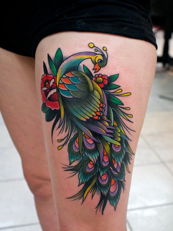 American Traditional Tattoos Peacock