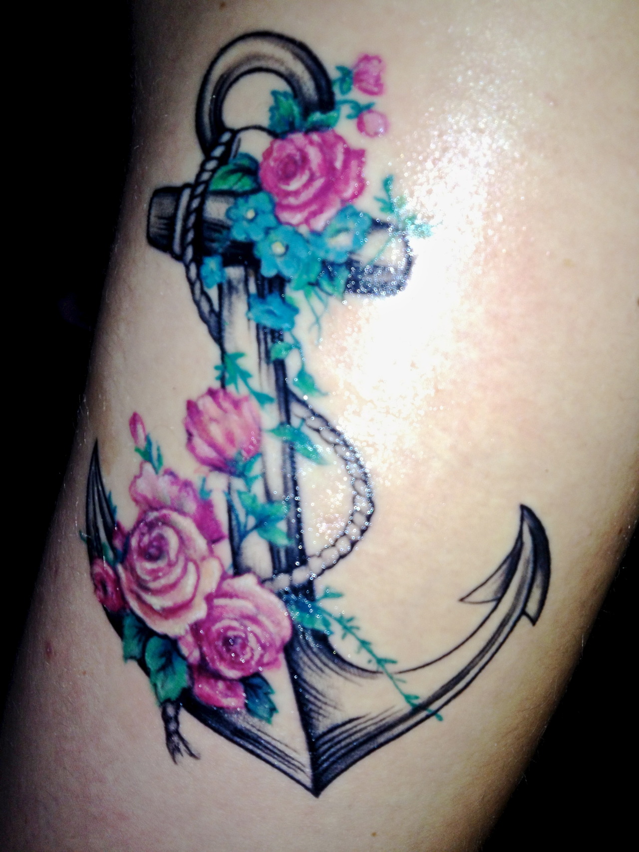 Anchor Tattoo with Flower