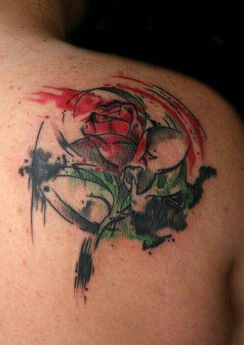 Beauty and the Beast Rose Tattoo Watercolor