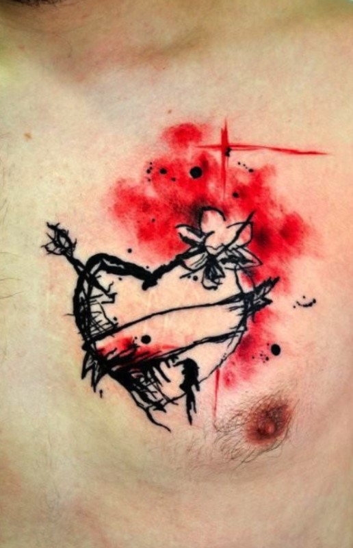 Black Watercolor Heart Tattoos