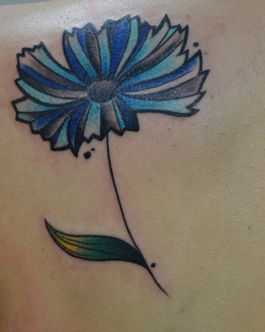 Blue Daisy Flower Tattoo