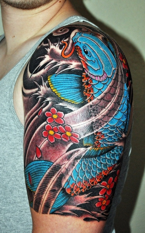 Blue Koi Fish Tattoo
