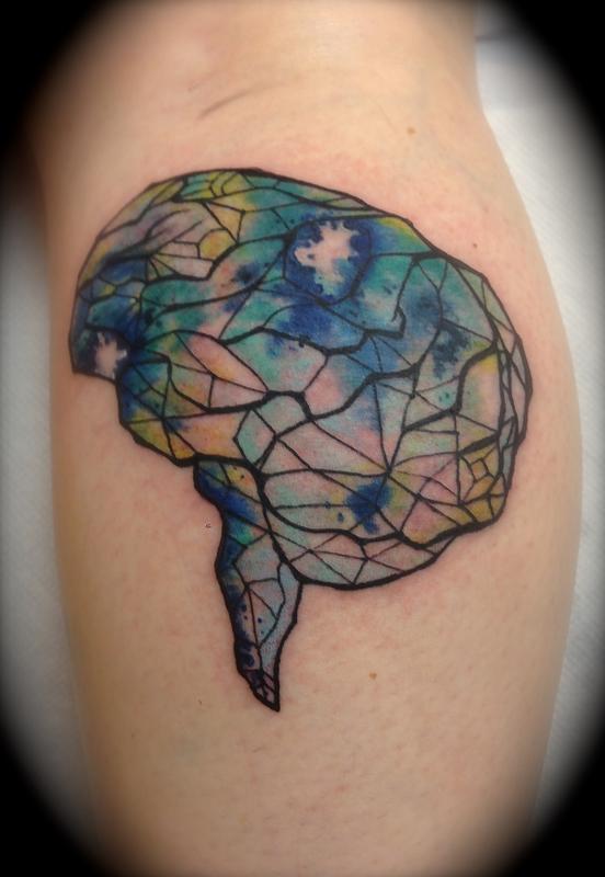 Brain Watercolor Tattoo