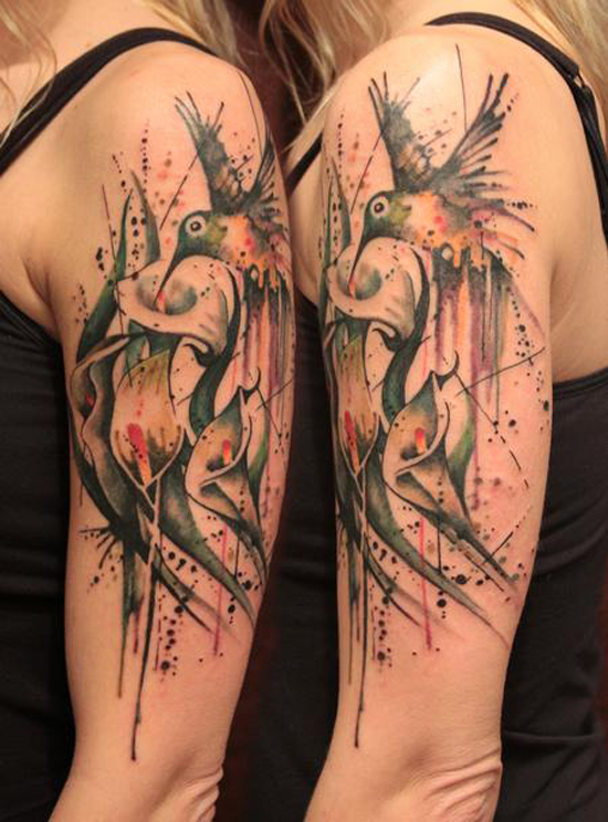 Calla Lily and Hummingbird Tattoo