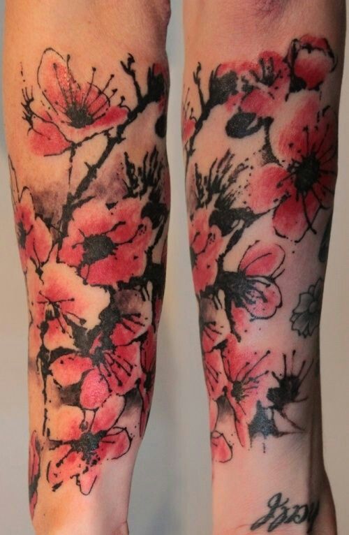 Cherry Blossom Half Sleeve Tattoo