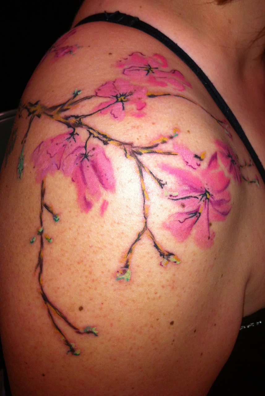 Cherry Blossom Watercolor Tattoo 2006