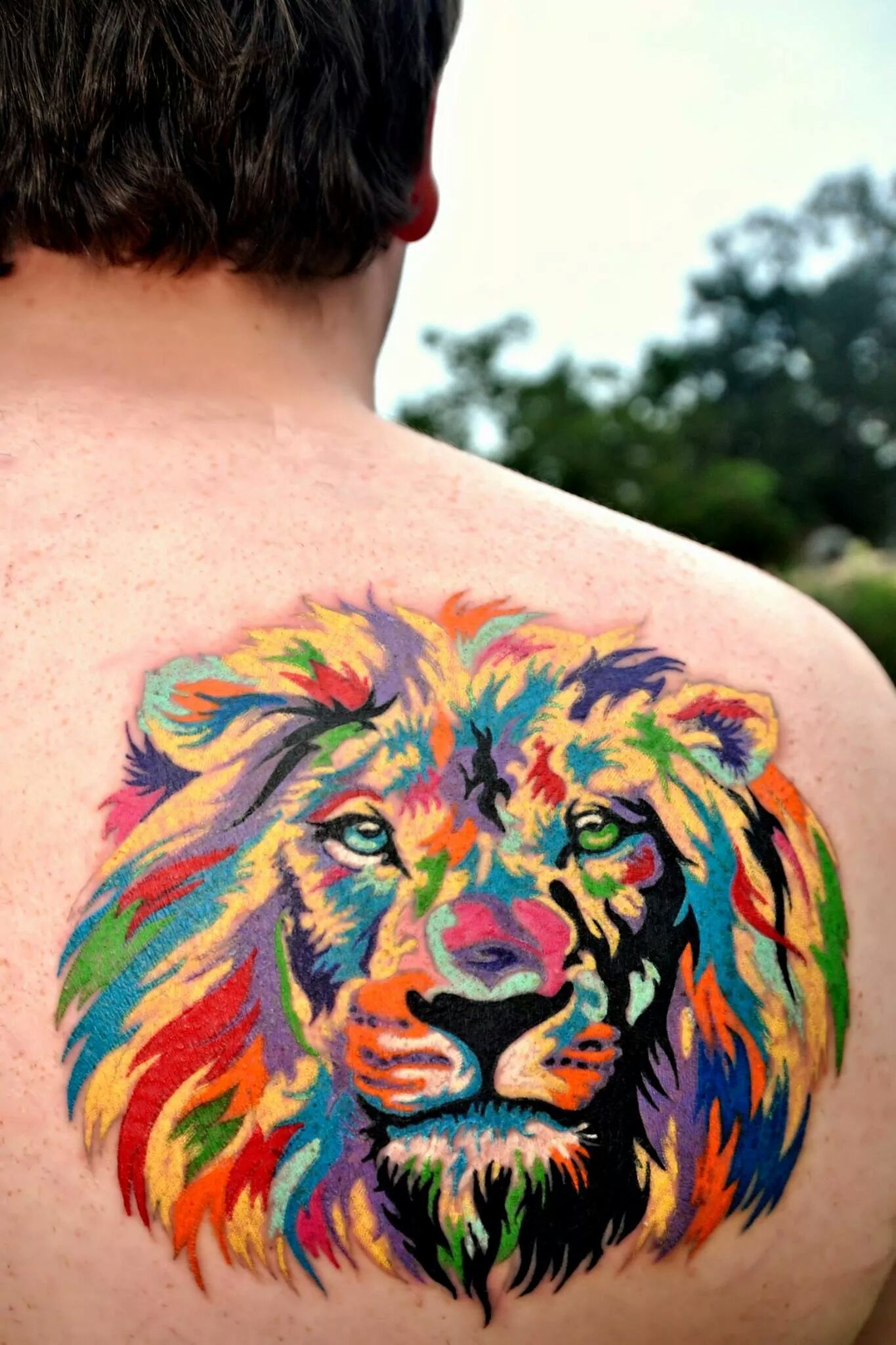 Colorful Lion Tattoo Design