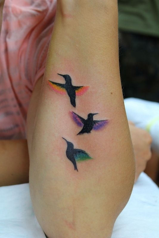 Colorful Small Birds Tattoo