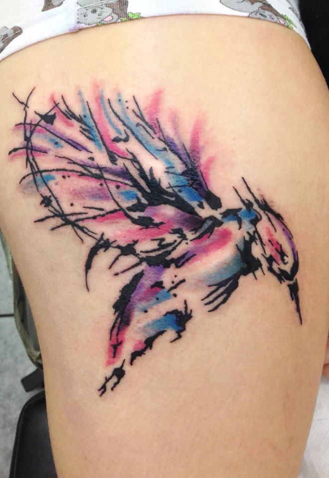 Colorful Watercolor Bird Tattoos