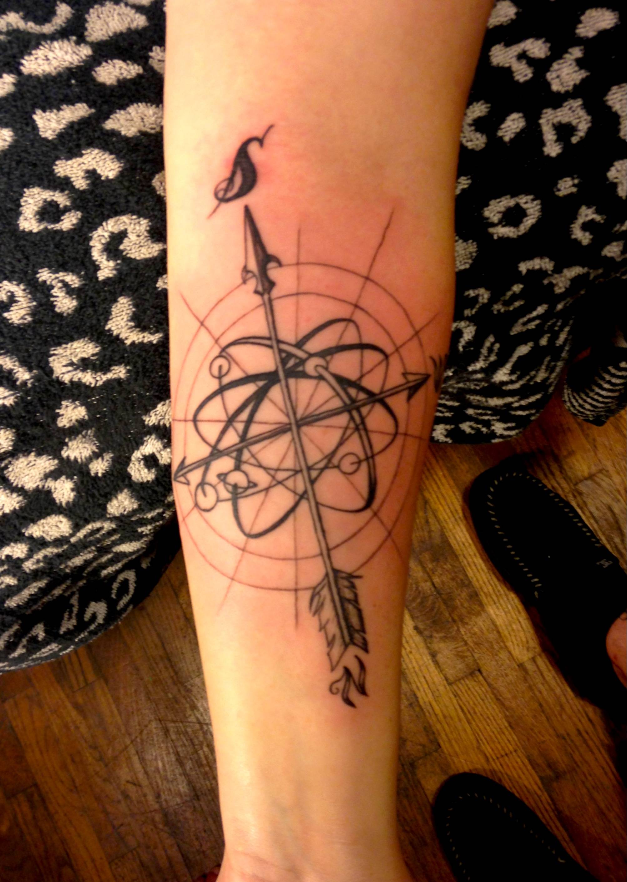 Compass Arrow Tattoo Design