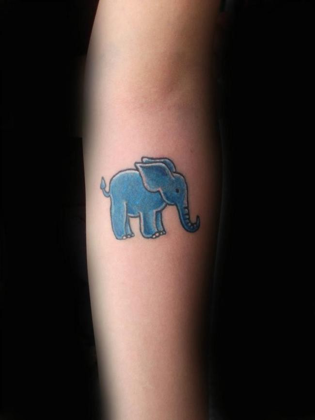 Cute Elephant Watercolor Tattoo