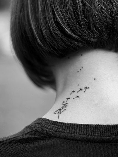 Dandelion Tattoo On Neck