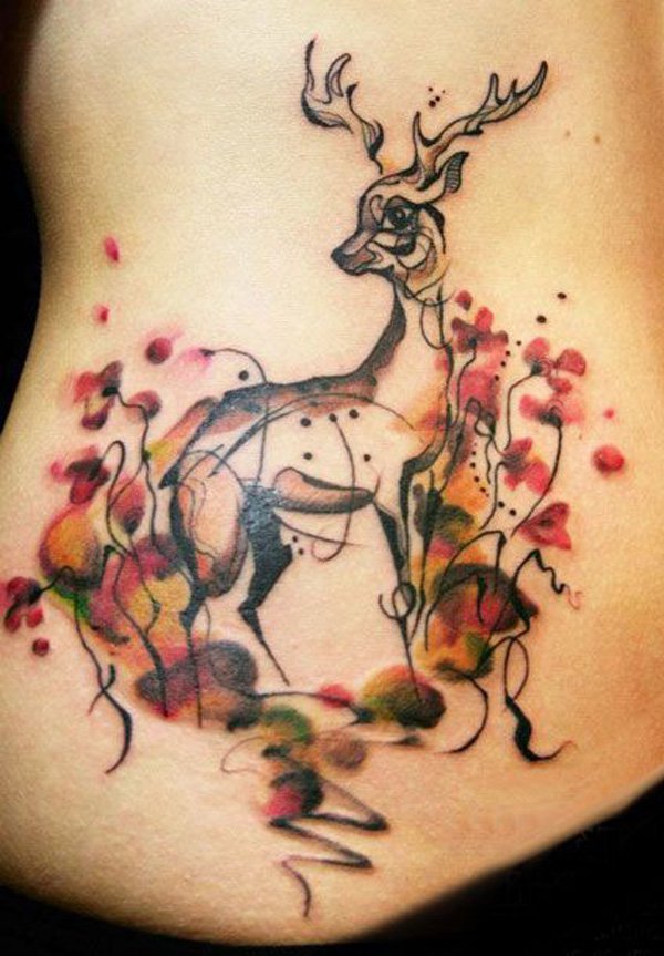 Deer Watercolor Tattoo idea