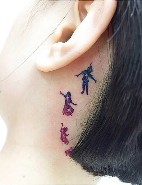 Disney Peter Pan Tattoo Behind the Ear