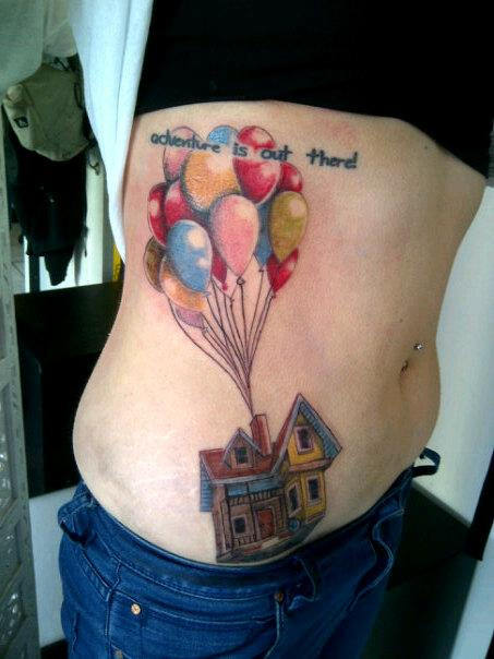 Disney Up House with Balloons Tattoo