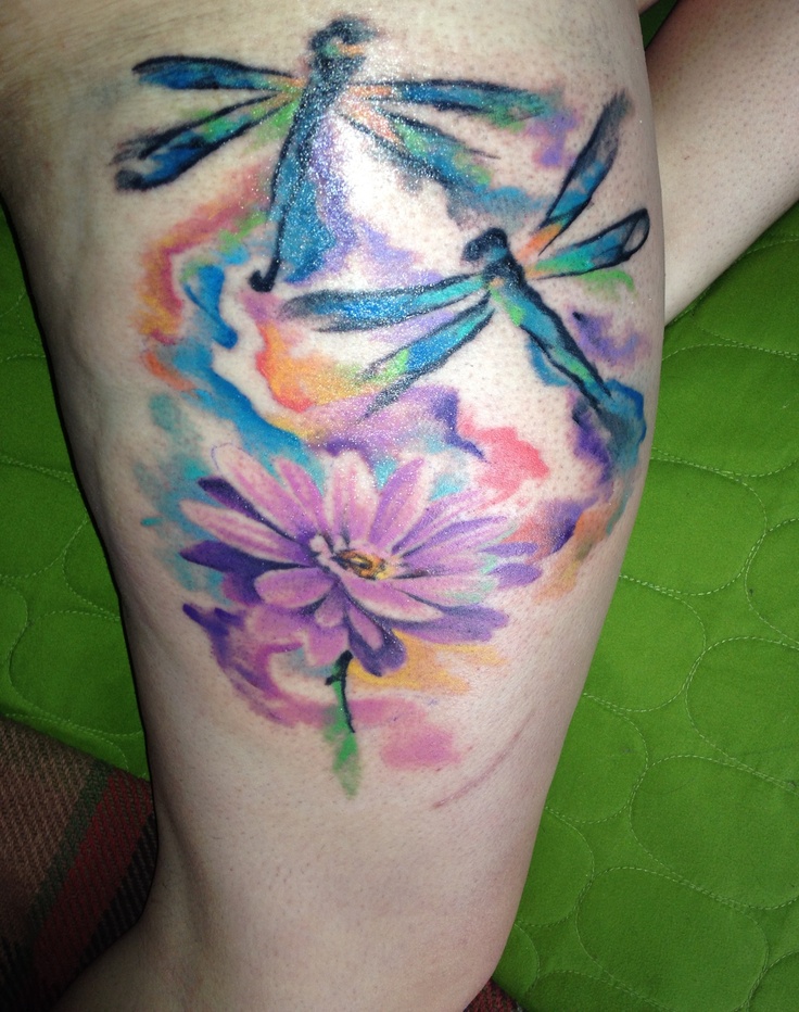 Dragonfly Watercolor Tattoo Daisy