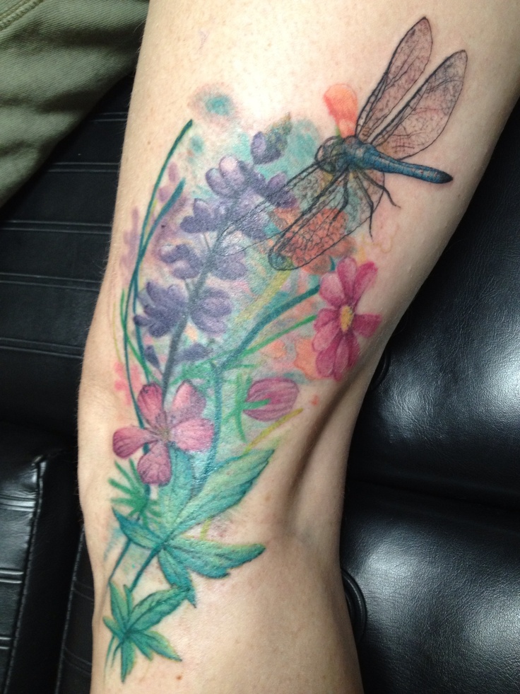Dragonfly with Flower Tattoo