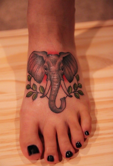 Elephant Tattoo On Foot