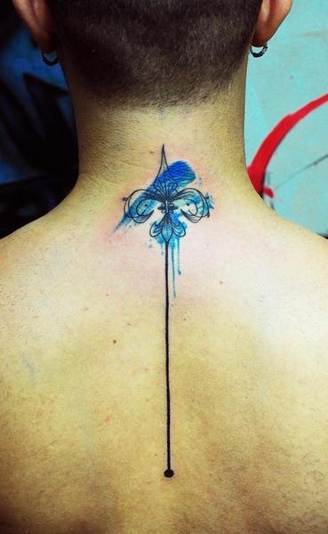 Fleur De Lis Watercolor Tattoo