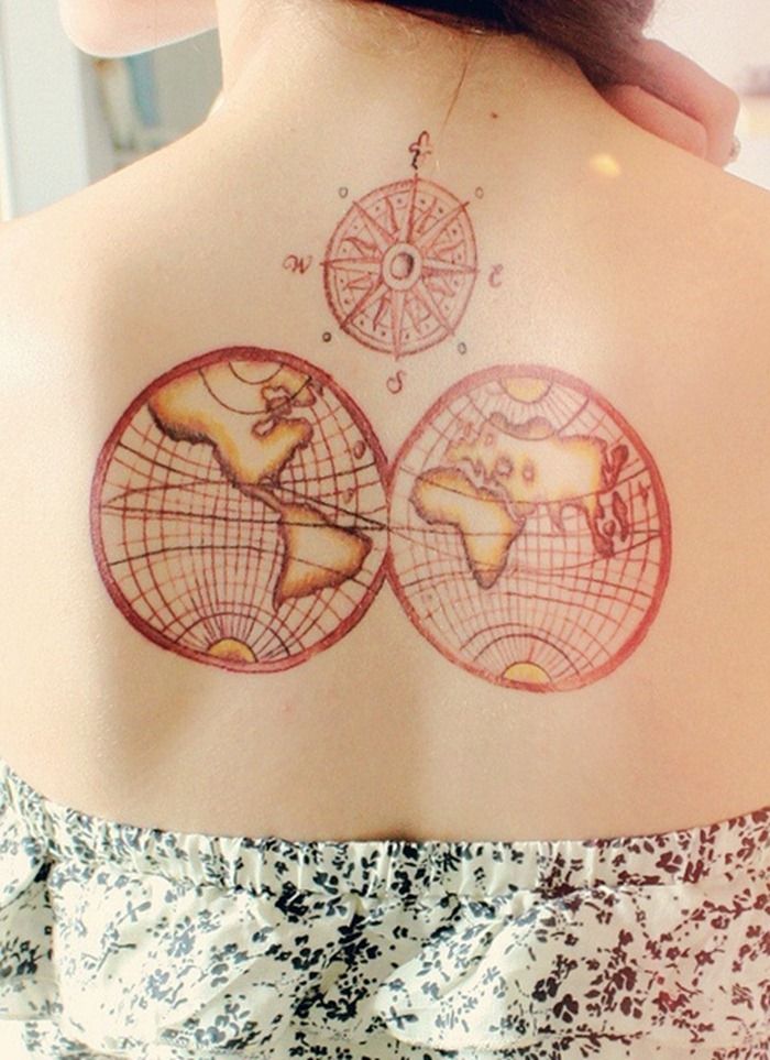 Globe and Compass Tattoo