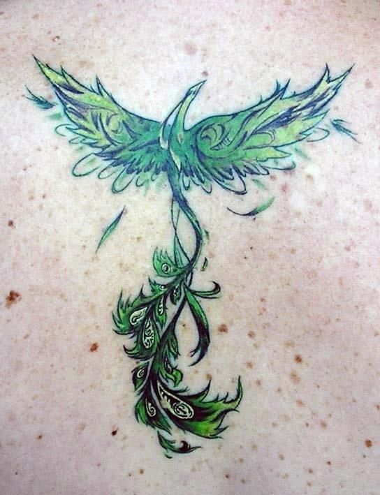 Green and Blue Phoenix Tattoo