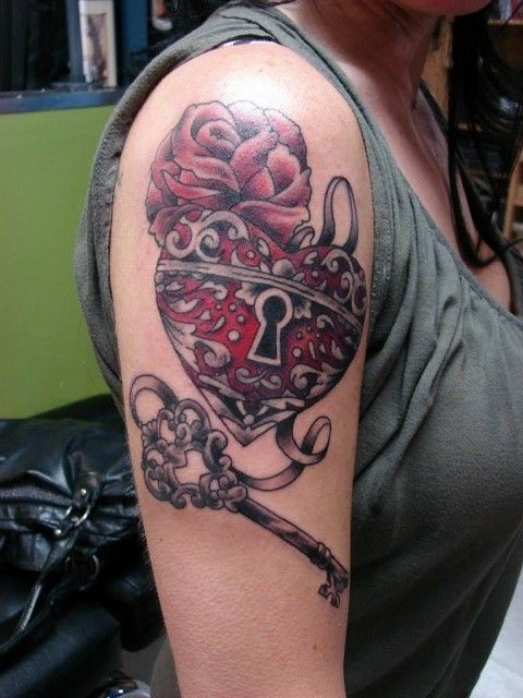 Heart Lock and Key Tattoo
